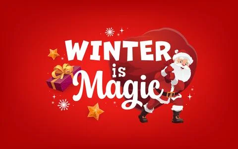 Winter is magic quote merry Christmas card Stock Illustration