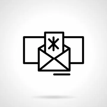 Winter mail vector icon black simple line style 库存插图