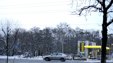 Winter Man Backpack Stock Footage 83401434