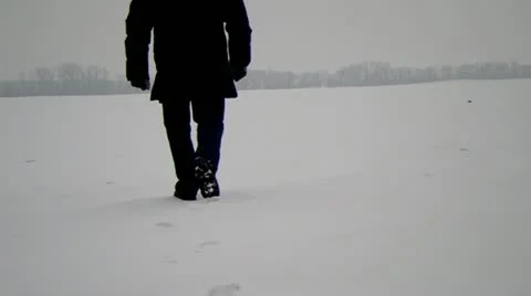 The winter, the man goes on snow. Stock Footage 22339804