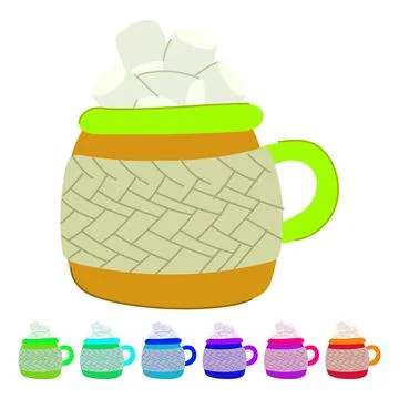 Winter marshmallow cup vector cartoon graphic Stock Illustration
