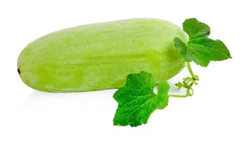 Winter melon fruit with leaf and flower isolated on white background Stock Photos