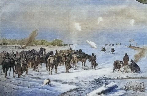 Winter Memory from the Paris Days of 1870 France Historic digitally restored Stock Illustration