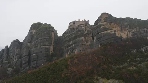 Winter Meteora landscape in Greece Stock Footage 106401996