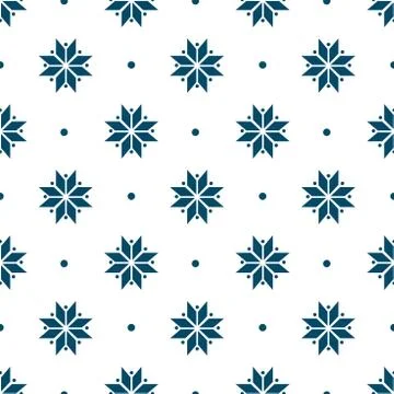 Winter minimalist geometric seamless pattern with snowflakes. Ethnic folk motif Stock Illustration
