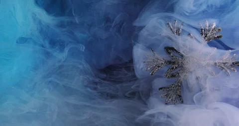 Winter mist xmas background ink glitter snowflake Stock Footage 290482572