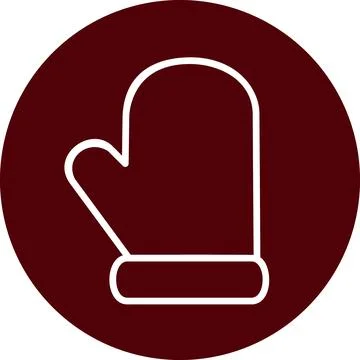 Winter Mitten Vector Icon in Dark Red Circle Badge Stock Illustration