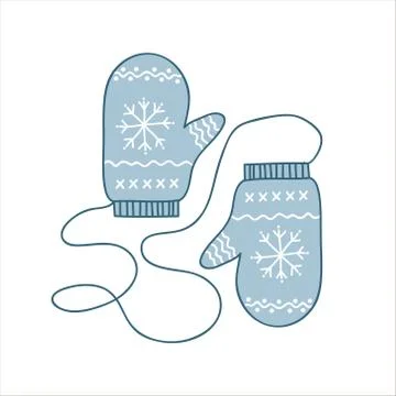 Winter mittens. Vector hand drawn illustration. Color drawing in doodle style Stock Illustration