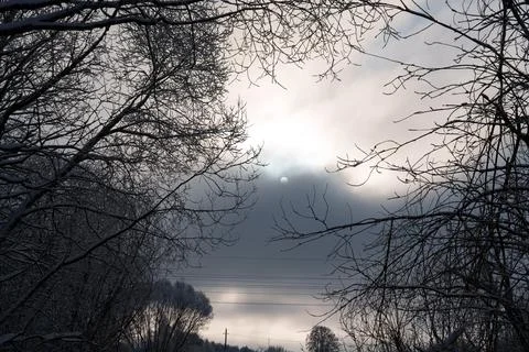 Winter moon Stockfoto's