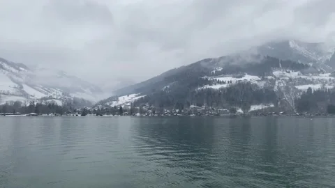 Winter morning by Lake Zell, Austria Stock Footage