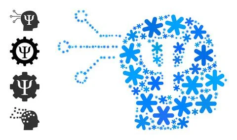 Winter Mosaic Mental Programming Icon of Snow Flakes 스톡 일러스트