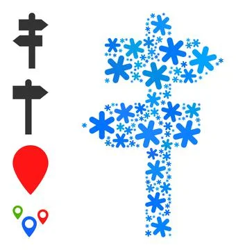 Winter Mosaic Way Pointer Icon with Snowflakes イラスト素材