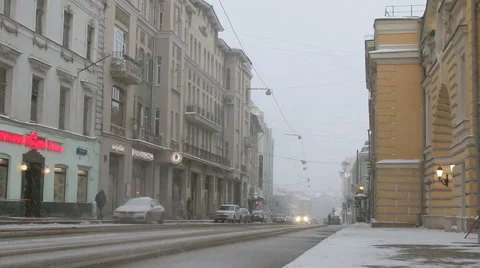 Winter Moscow street Stock Footage 47014938