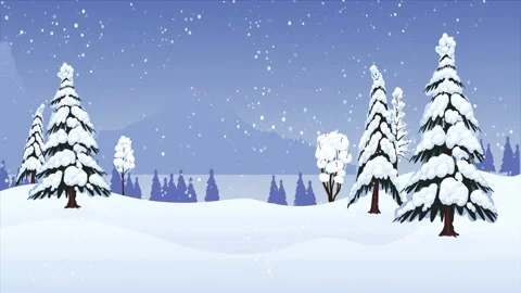 Winter motion animation background with snowy trees snow ball Stock Footage 323248081