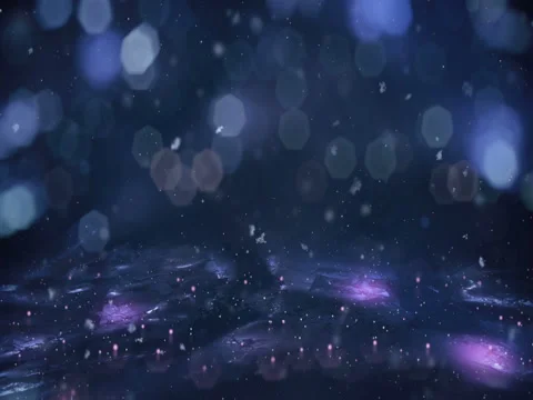 Winter Motion background blue lights snow falling on ice defocused bokeh loop 4k Stock Footage 82213322
