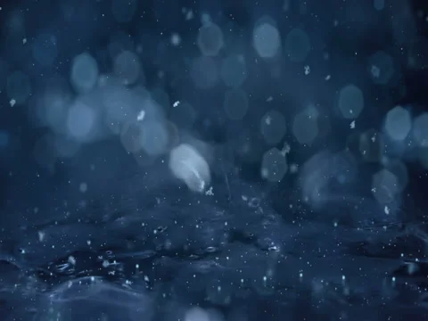 Winter Motion background blue lights snow falling on ice defocused bokeh loop 4k Stock Footage 82213432