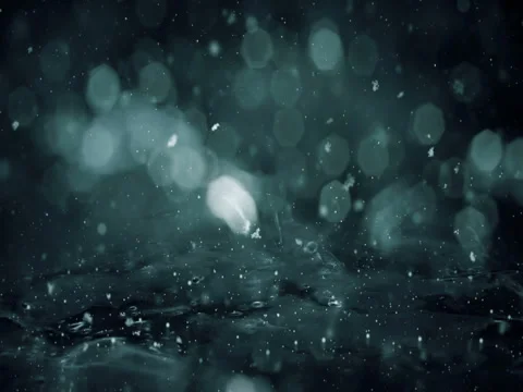 Winter Motion background noir lights snow falling on ice defocused bokeh loop 4k Stock Footage 82213234