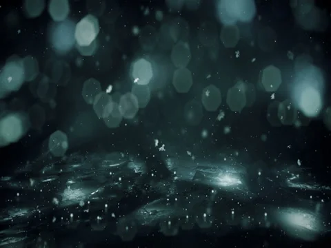 Winter Motion background noir lights snow falling on ice defocused bokeh loop 4k Stock Footage 82213463