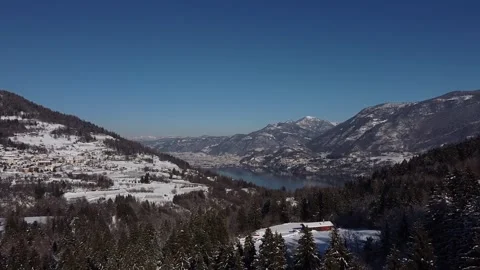 Winter mountain and lake Stock Footage