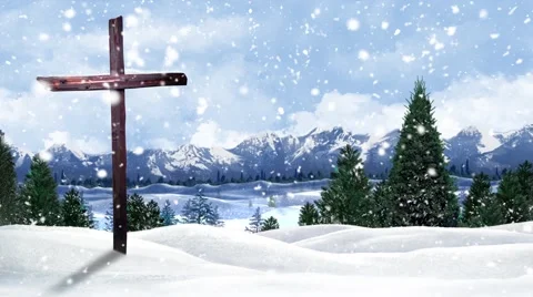 Winter Mountain Cross Background Loop Stock Footage 57096877