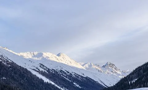 Winter mountain in Davos with famose ski resorts, Switzerland Stock Photos