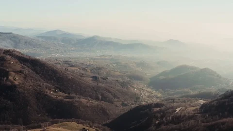 Winter mountain fly over with drone, linear fly, 4k pro res Stock Footage 100473019