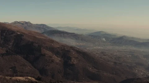 Winter mountain fly over with drone, linear fly, 4k pro res Video stock 100473053