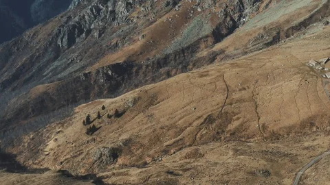 Winter mountain fly over with drone, linear fly, 4k pro res Stock Footage 100473064