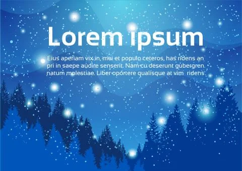 Winter Mountain Forest Landscape Background, Pine Snow Trees Woods Stock Illustration