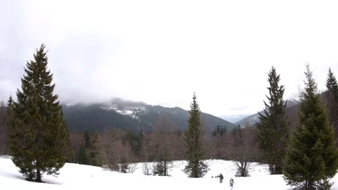 Winter in mountain, horizontal panning. Stock Footage 73153145