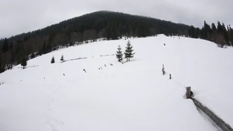 Winter in mountain, horizontal panning. Stock Footage 73182469