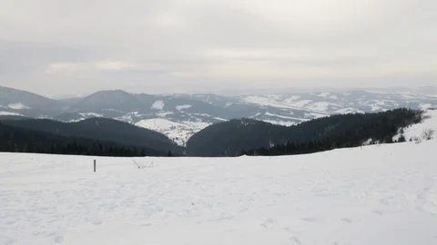 Winter in mountain, horizontal panorama. Stock Footage 72773598