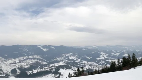 Winter in mountain, horizontal panorama. Stock Footage 72831535