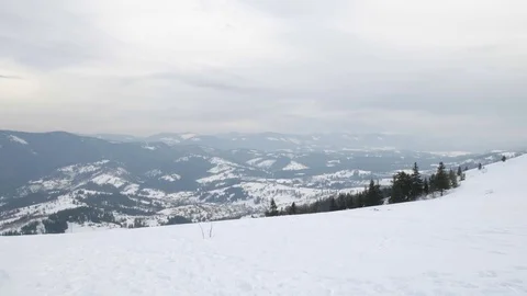 Winter in mountain, horizontal panorama. Stock Footage 72831802