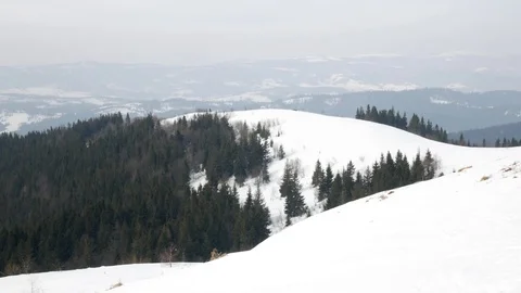 Winter in mountain, horizontal panorama. Stock Footage 72901023