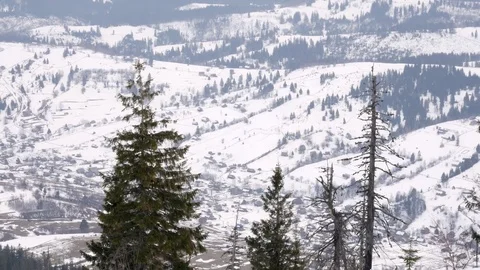 Winter in mountain, horizontal panorama. Stock Footage 72901028