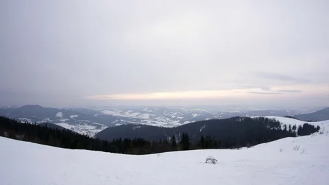 Winter in mountain, horizontal panorama. Stock Footage 73073388