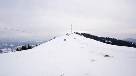 Winter in mountain, horizontal panorama. Stock Footage 73073448
