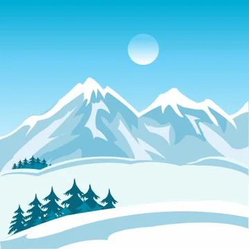 Winter in mountain Stock Illustration