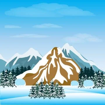 Winter in mountain Illustrazione stock