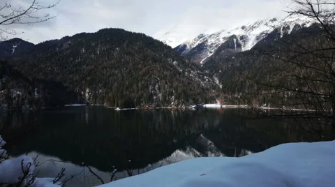 Winter Mountain Lake Stock Footage 45275382