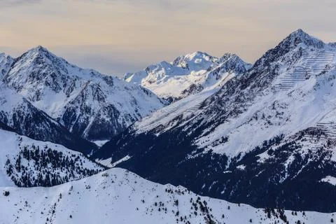 Winter mountain landscape in austria Stock Photos