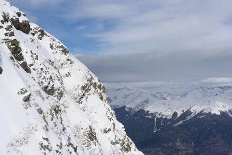 Winter mountain landscape with clouds Stock Photos