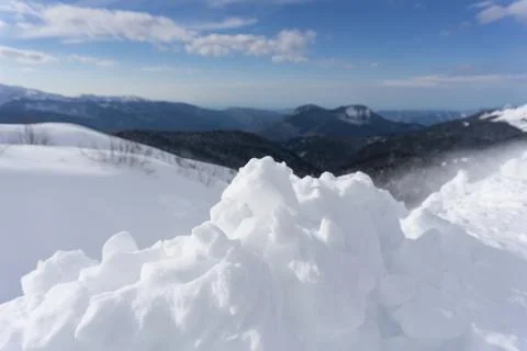 Winter mountain landscape with clouds Stock Photos