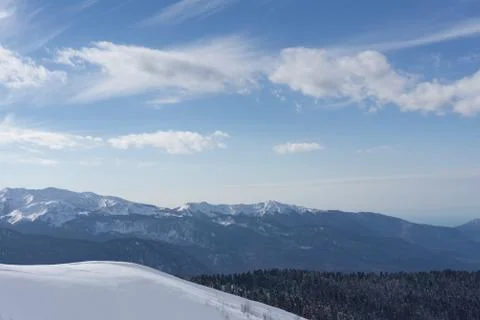 Winter mountain landscape with clouds Stock Photos