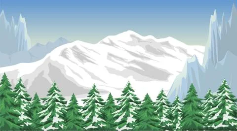 Winter mountain landscape Stock Illustration
