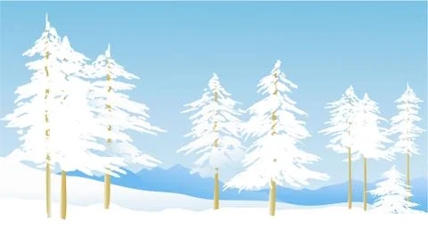Winter mountain landscape Stock Illustration