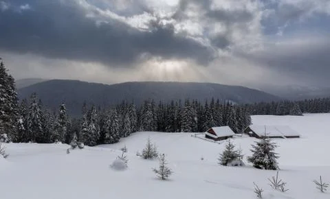 Winter mountain landscape Stock Photos