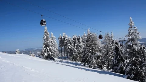 Winter mountain landscape in the ski resort Stock Footage 100648196