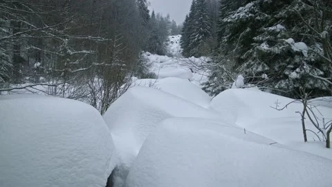 Winter Mountain Landscape with Snow Covered Boulders Stock Footage 170175405